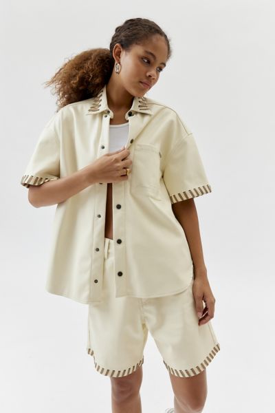 Honor The Gift Faux Leather Button-Down Shirt