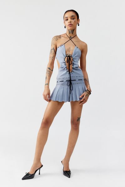 Jaded London Knit Studded Halter Mini Dress