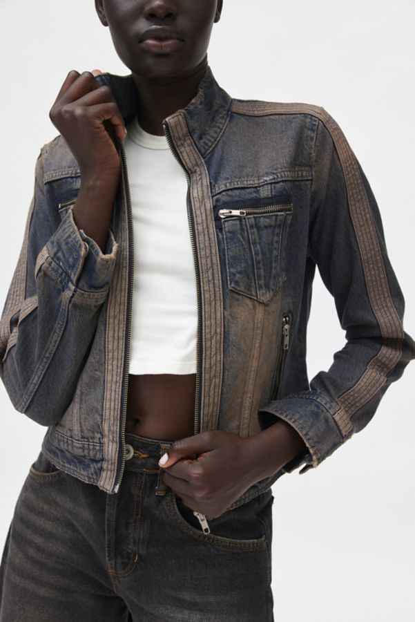 Slide View: 1: Blouson de motard en denim Toni BDG