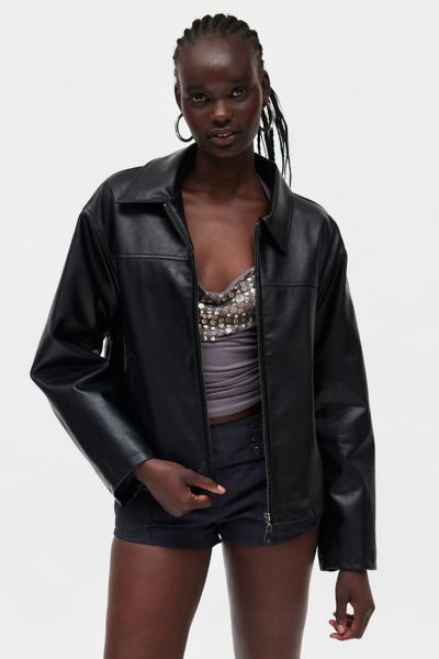 BDG Sasha Faux Leather Oversized Car Jacket