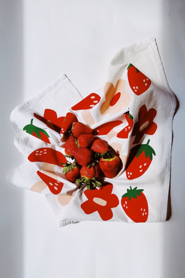 Slide View: 1: Julie Peach Berry Shroom Tea Towel