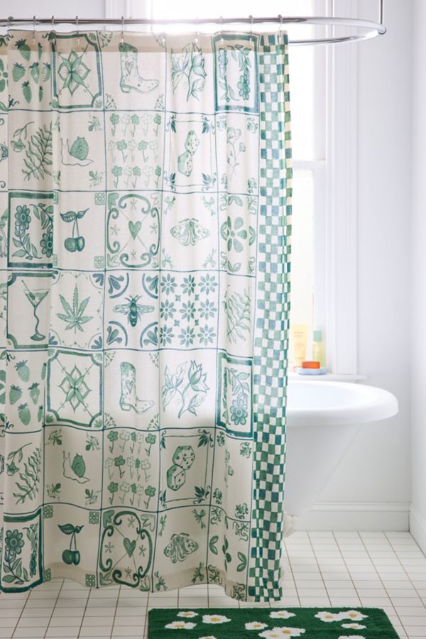 Slide View: 1: Mariana Tile Shower Curtain