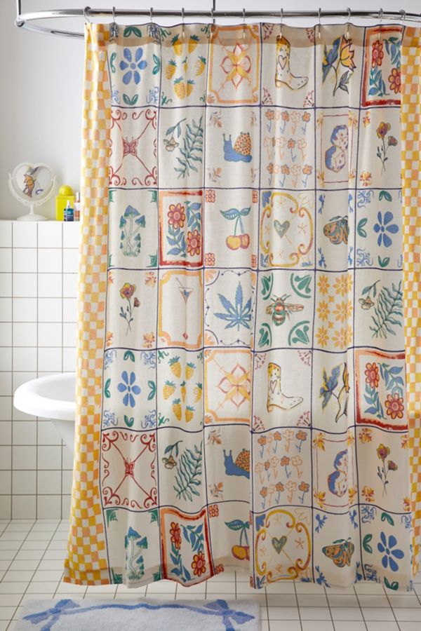 Slide View: 1: Mariana Tile Shower Curtain