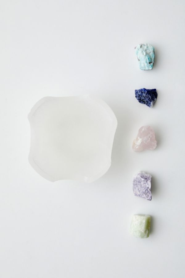 Slide View: 4: Ariana Ost Scalloped Selenite Charging Bowl & Crystal Set