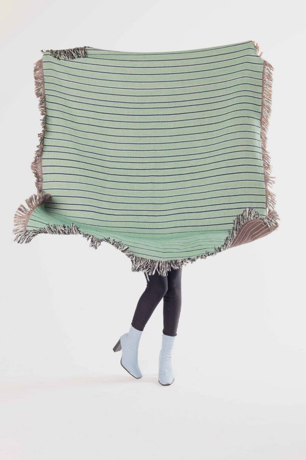 Slide View: 3: Clr Shop Stripey Woven Throw Blanket