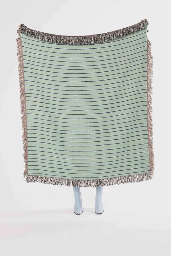 Slide View: 1: Clr Shop Stripey Woven Throw Blanket