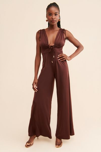 Rare London Ruched Wide Leg Jumpsuit