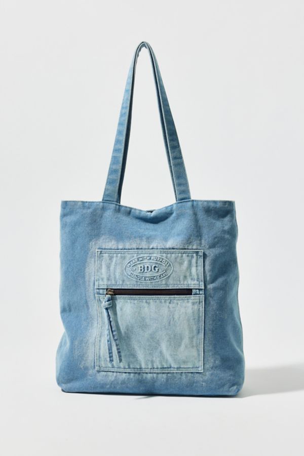 Slide View: 2: BDG Logo Washed Denim Tote Bag