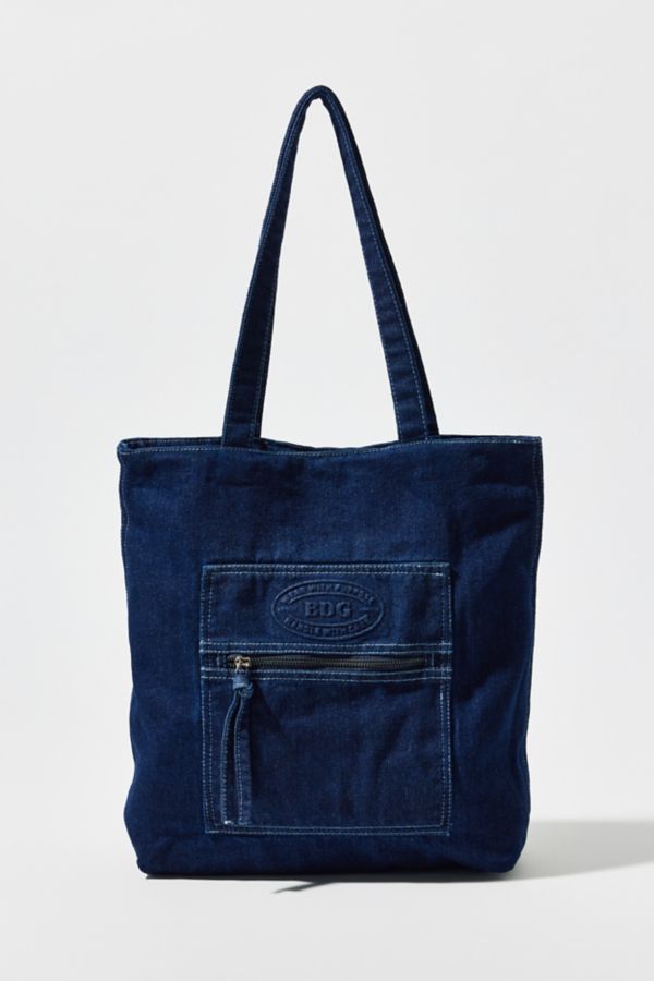 Slide View: 2: BDG Washed Denim Tote Bag