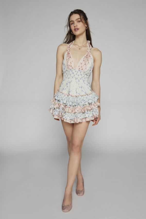 Slide View: 1: LoveShackFancy Quintell Halter Mini Dress