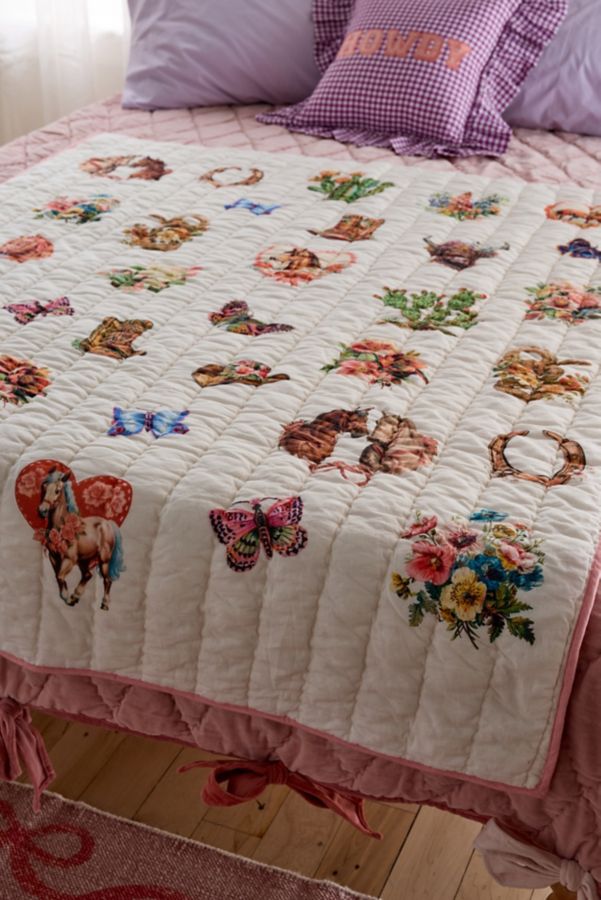 Slide View: 3: Jasmine Cotton Seed Stitch Quilted Throw Blanket