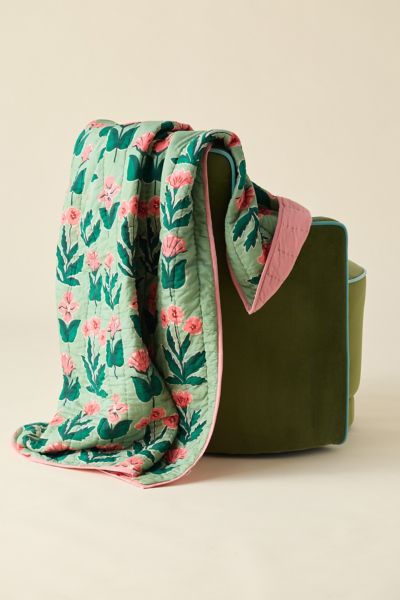 Jasmine Cotton Seed Stitch Quilted Throw Blanket