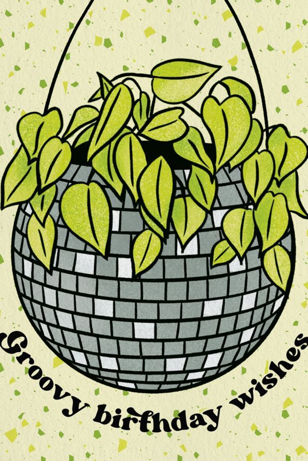 Slide View: 2: Boss Dotty Disco Planter Birthday Card