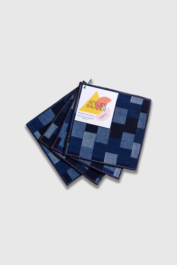 Slide View: 2: ATELIER SAUCIER Patterned Cocktail Napkin Set