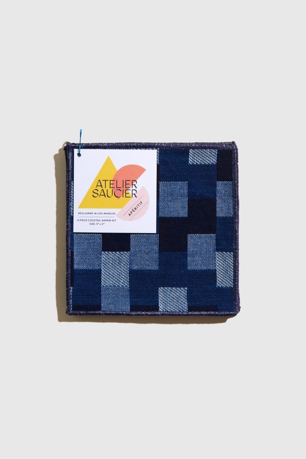 Slide View: 3: ATELIER SAUCIER Patterned Cocktail Napkin Set