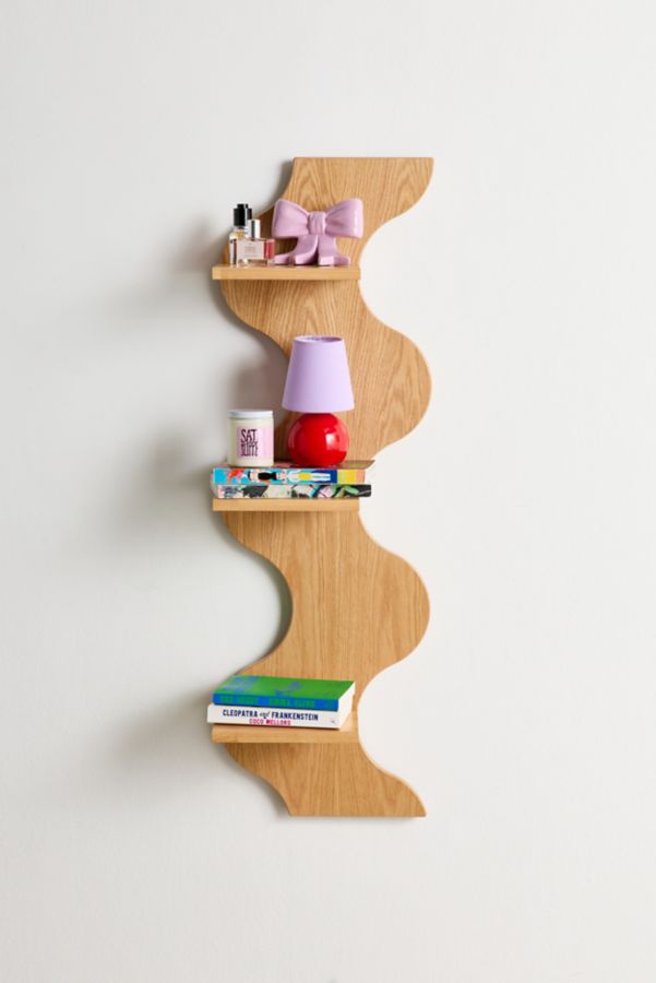 Slide View: 1: Squiggle Book Tower Wall Shelf