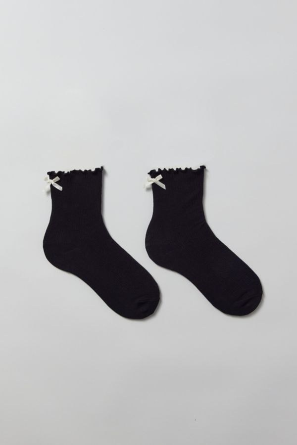 Slide View: 2: Chaussettes mi-mollets côtelées à fronces