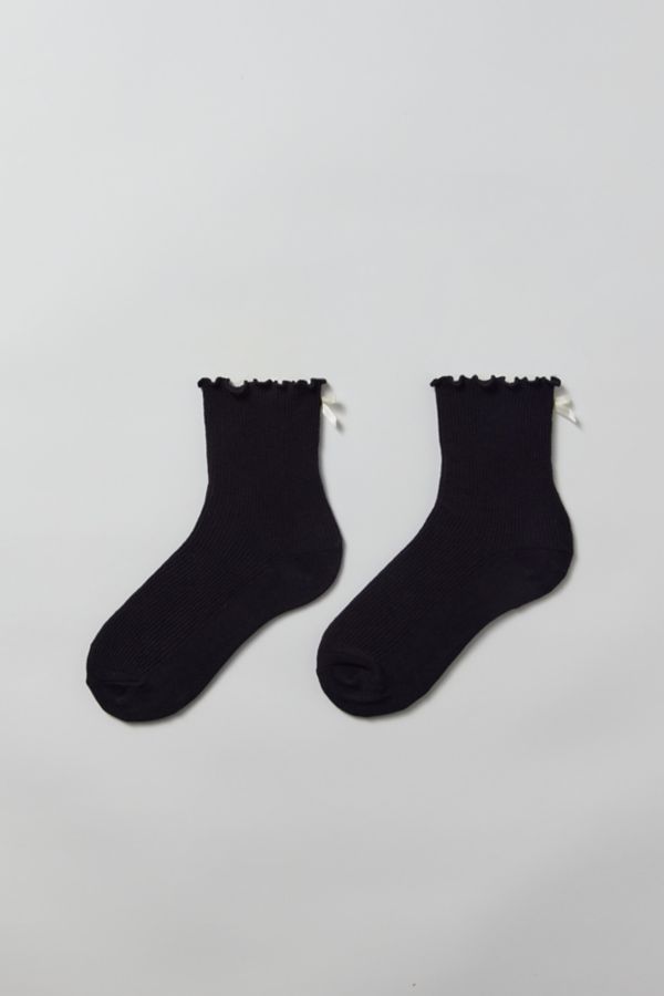 Slide View: 3: Chaussettes mi-mollets côtelées à fronces