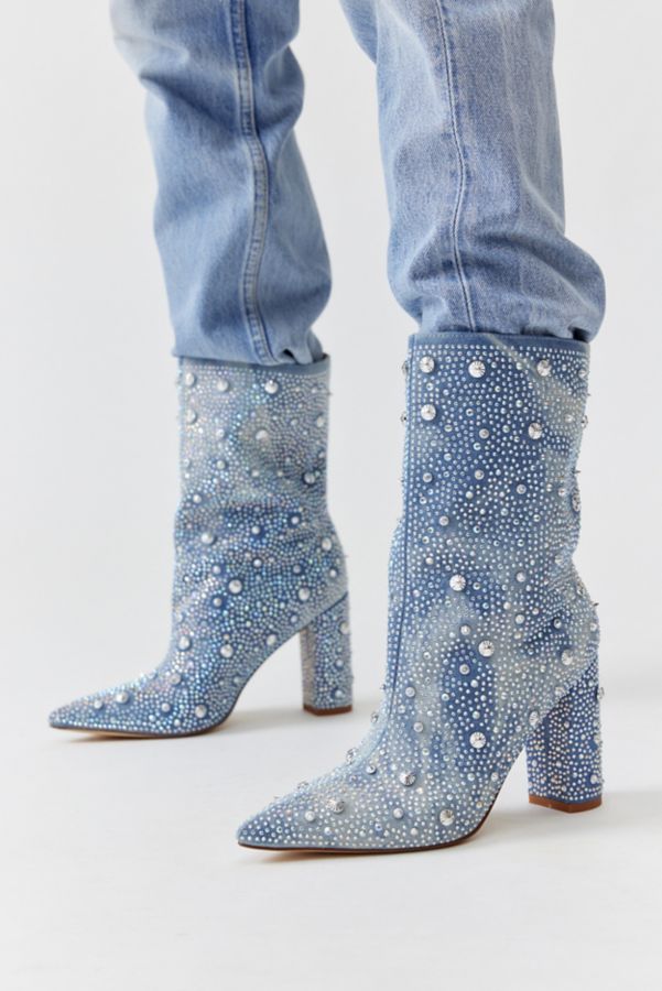 Slide View: 1: Botte en Denim Brodée Amiral Azalea Wang