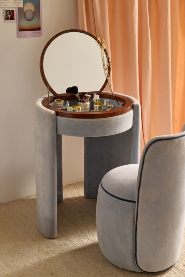 Slide View: 1: Jane Mirror Vanity & Stool Set