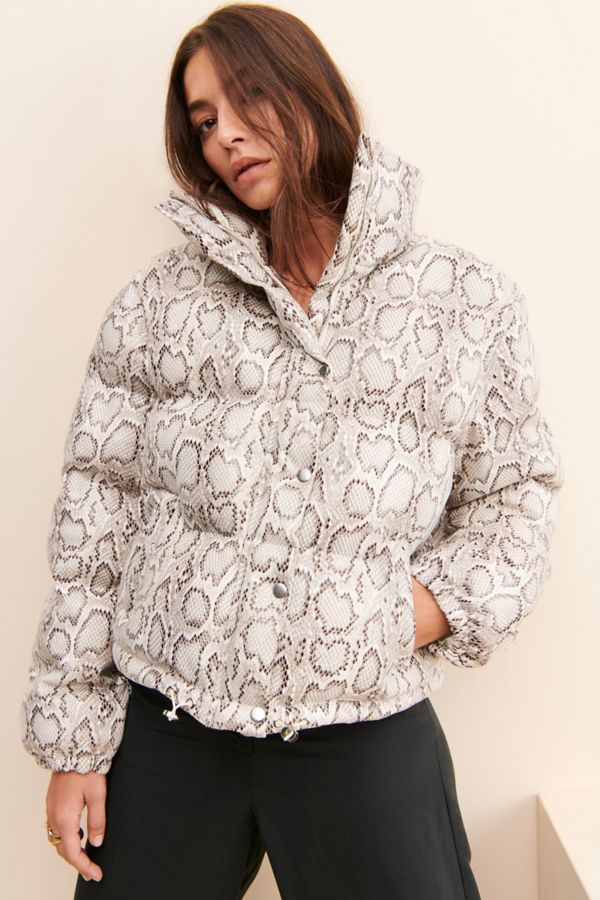 Slide View: 1: En Saison Snakeskin Printed Puffer