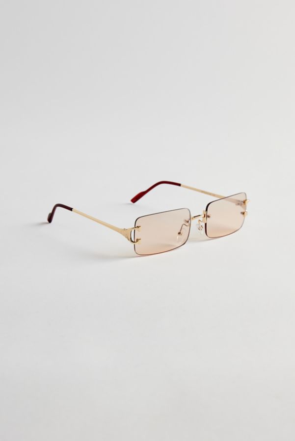 Slide View: 2: Carter Rimless Rectangle Sunglasses