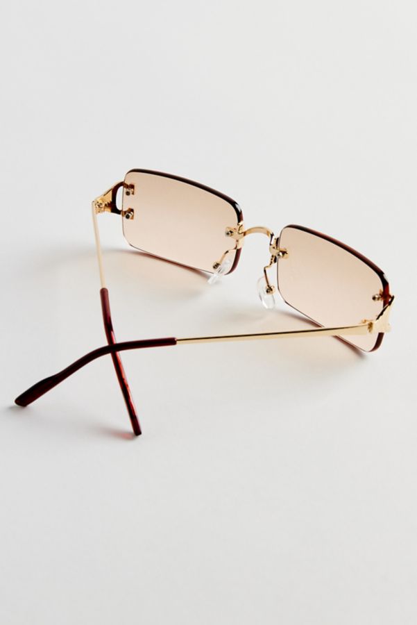 Slide View: 4: Carter Rimless Rectangle Sunglasses