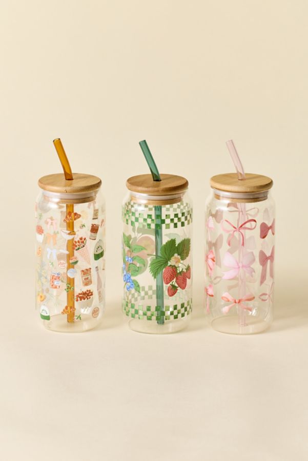 Slide View: 5: Classic Patterned To-Go Glass Tumbler