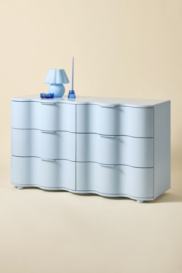 Slide View: 1: Aria 6-Drawer Short Squiggle Dresser