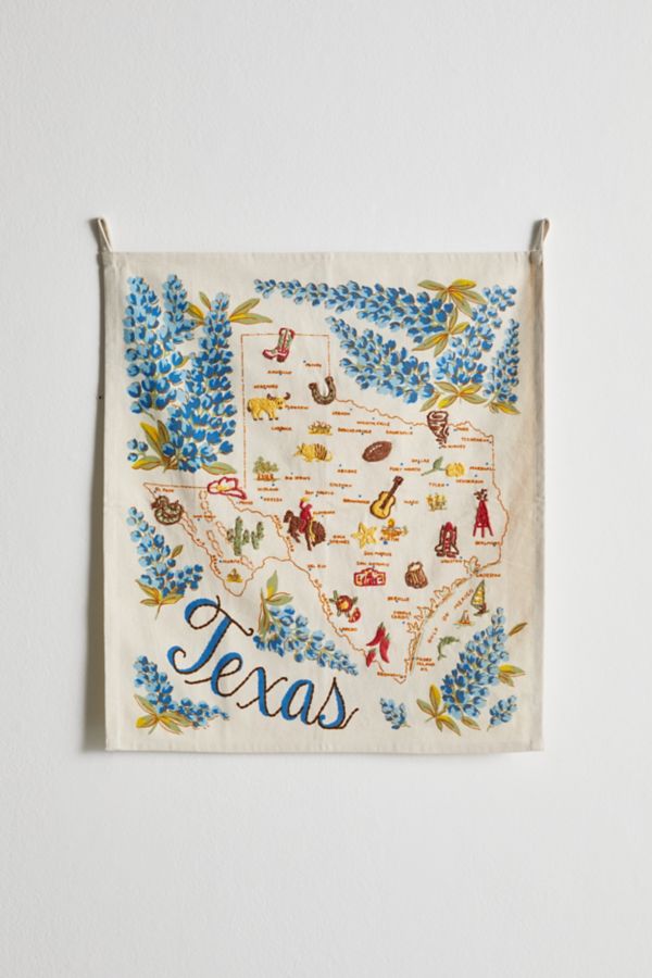 Slide View: 2: Embroidered Map Tapestry