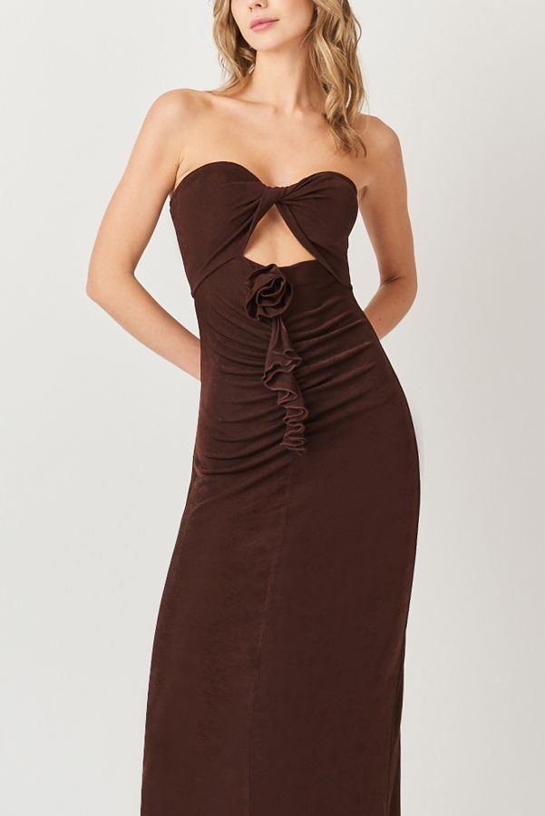 Slide View: 2: Amy Lynn Strapless Rose Ruffle Maxi Dress