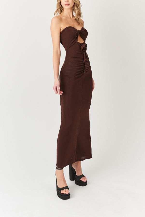 Slide View: 3: Amy Lynn Strapless Rose Ruffle Maxi Dress