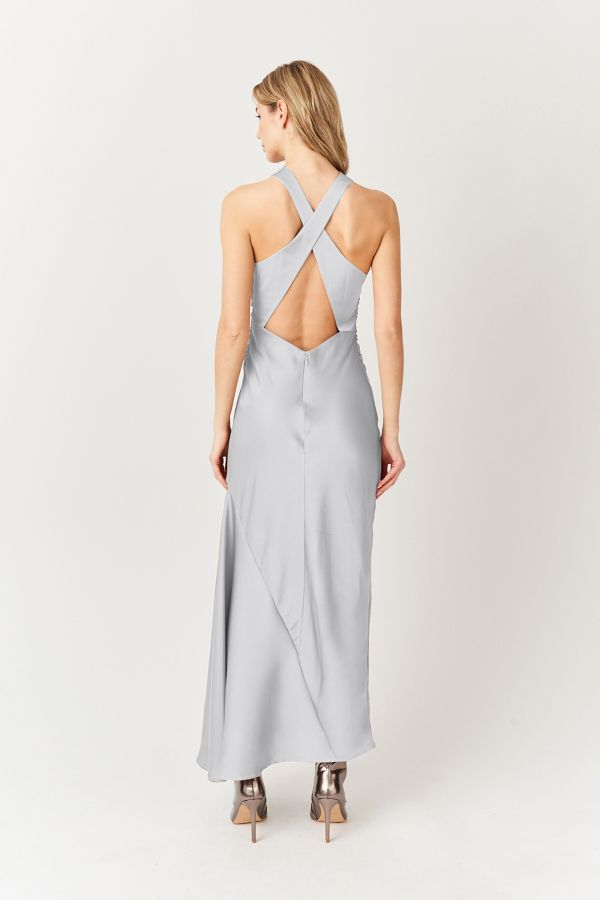 Slide View: 3: Amy Lynn Rue Cowl Neck Satin Maxi Dress