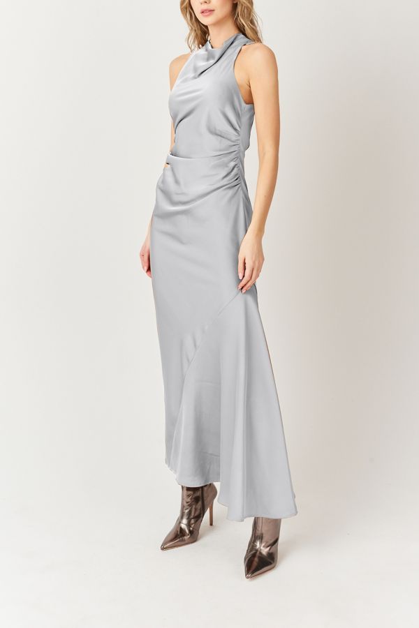 Slide View: 4: Amy Lynn Rue Cowl Neck Satin Maxi Dress