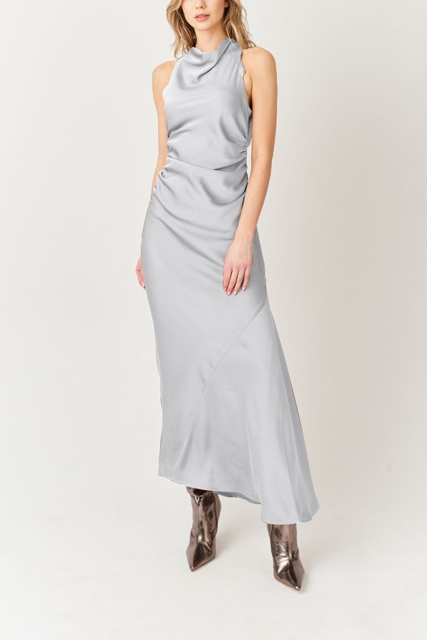 Slide View: 1: Amy Lynn Rue Cowl Neck Satin Maxi Dress