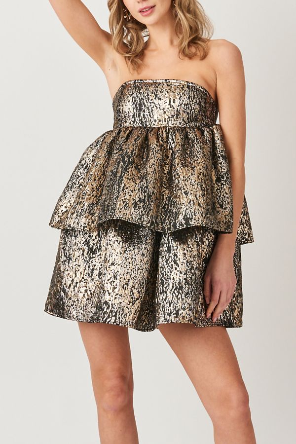 Slide View: 3: Amy Lynn Sara Strapless Ruffle Mini Dress