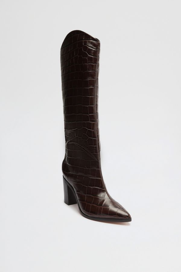 Slide View: 3: Schutz Maryana Leather Knee-High Croc Boot