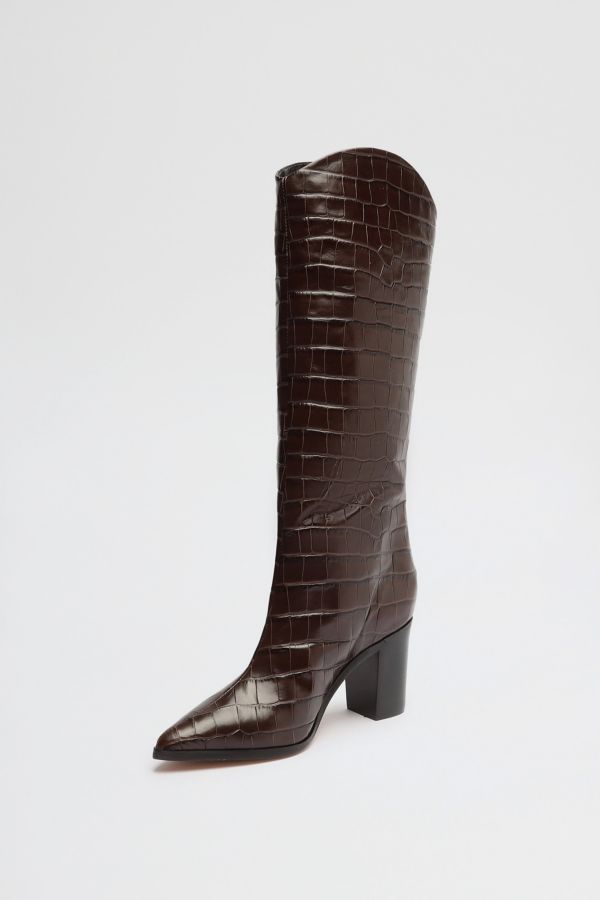 Slide View: 5: Schutz Maryana Leather Knee-High Croc Boot