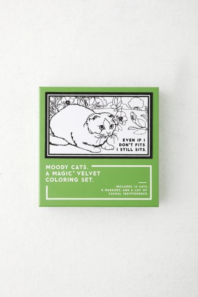 Moody Cats Magic Velvet Coloring Set By Brass Monkey & Galison