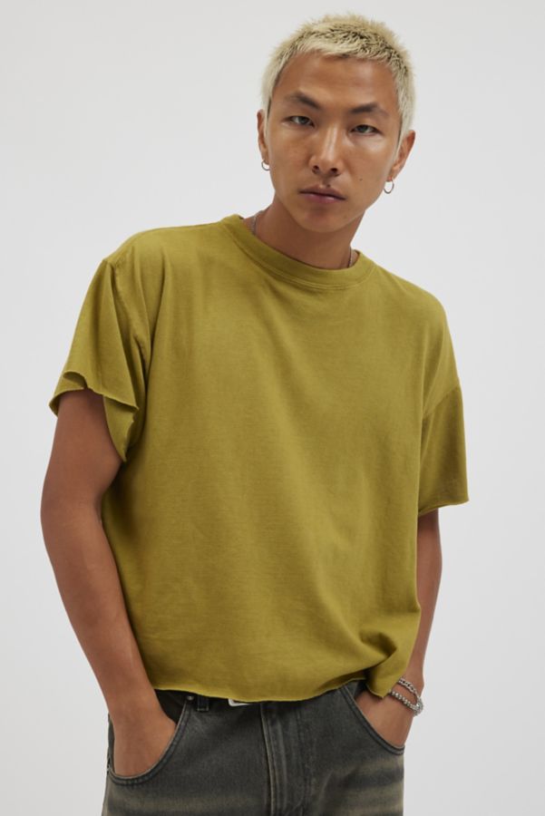 Slide View: 1: Urban Renewal Remade Boxy Cropped Raw Cut Tee