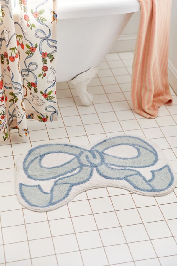 Slide View: 1: Twirly Bow Bath Mat