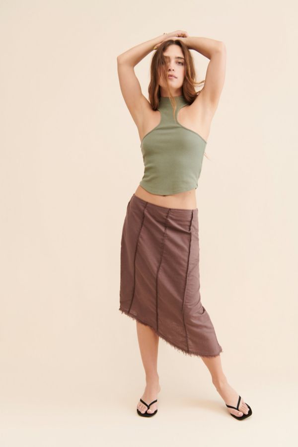 Slide View: 1: Motel Karlesa Asymmetrical Midi Skirt