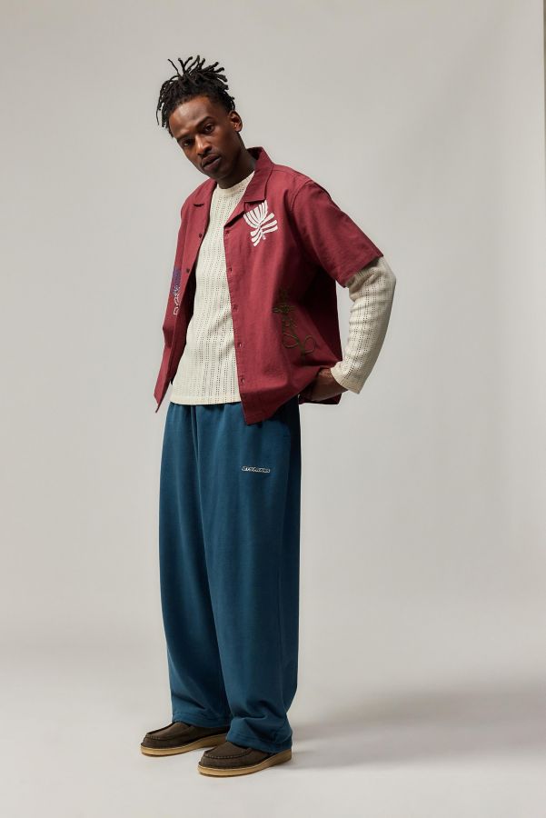 Slide View: 2: Ayker Burgundy Slub Embroidered Tee