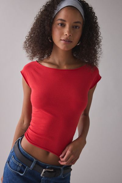 Out From Under Cotton Compression Boatneck Cropped Tee