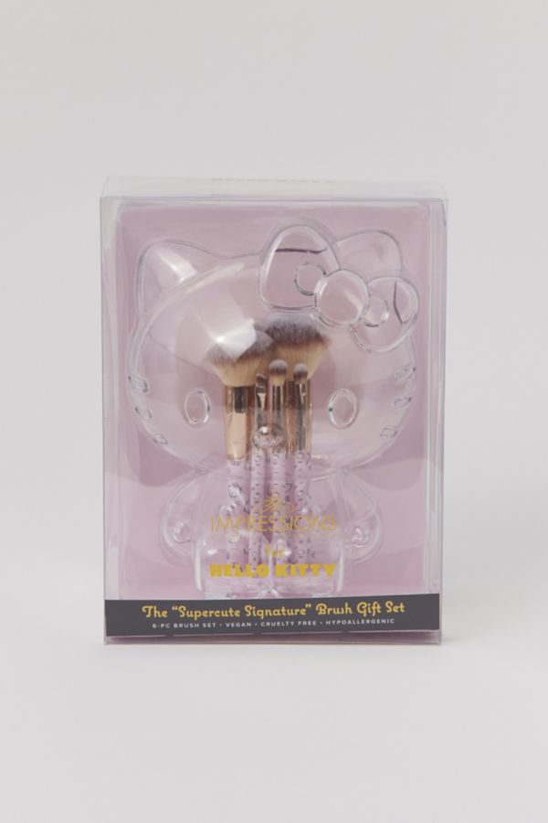 Slide View: 3: Impressions Vanity Co. Sanrio Hello Kitty Supercute Signature 6-Piece Brush & Holder Set