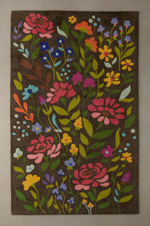 Slide View: 2: Floral Tufted Wool Rug