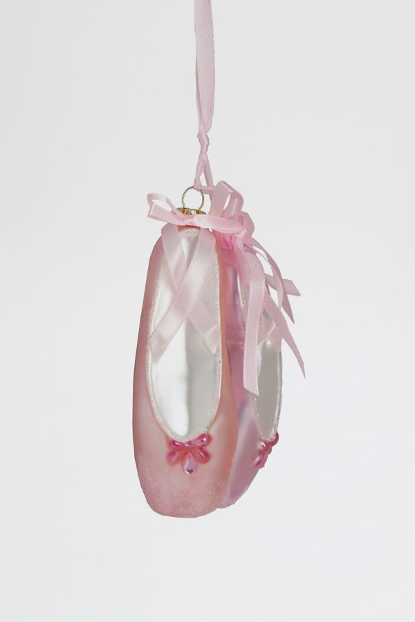 Slide View: 3: Ballet Slippers 4.5in Glass Ornament