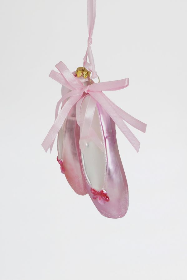 Slide View: 4: Ballet Slippers 4.5in Glass Ornament