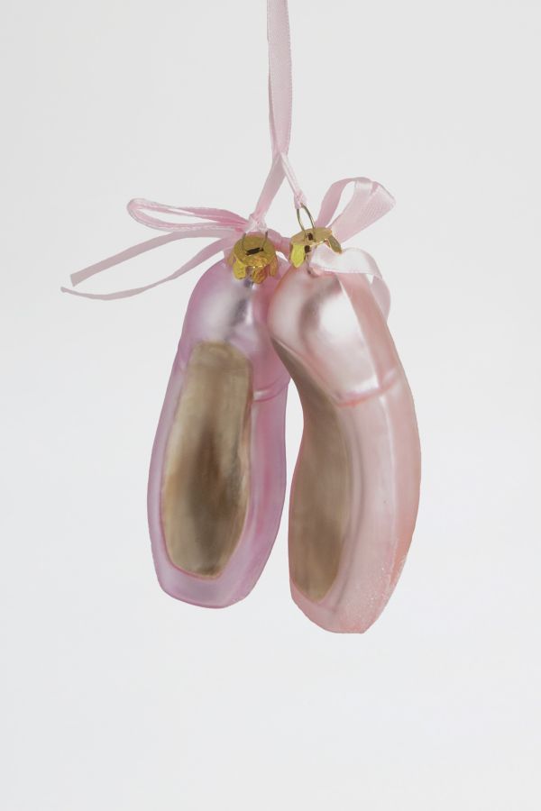 Slide View: 5: Ballet Slippers 4.5in Glass Ornament