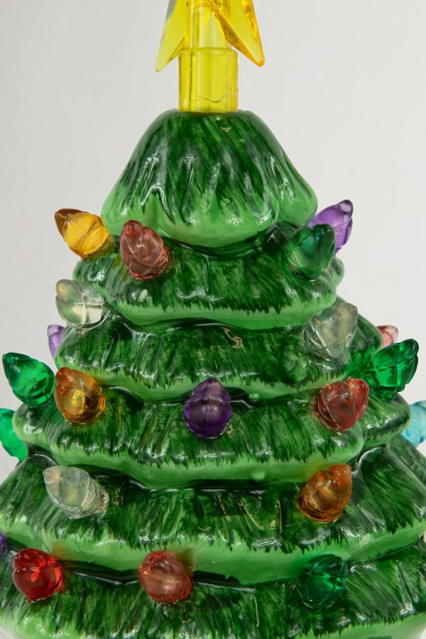 Slide View: 2: Battery-Operated LED Ceramic Holiday Tree Ornament